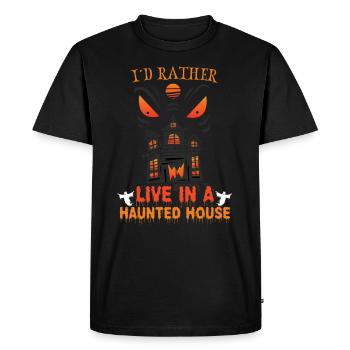 Horror Paranormal Haunted House Creepy Halloween - Men's Premium Organic T-Shirt - black - Front - Nico (187cm)