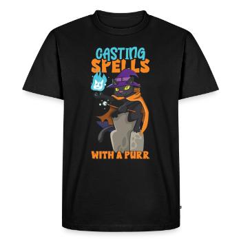 Chat Sorcière Occulte Gothique Noir Satanique - T-shirt Premium bio Homme - noir - Devant - Nico (187cm)