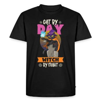 Cat Witch Occult Gothic Dark Satanic - Men's Premium Organic T-Shirt - black - Front - Nico (187cm)