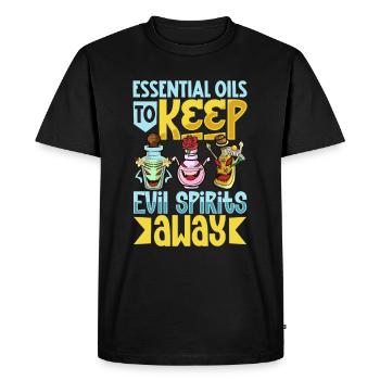 Huiles essentielles pour l’horreur d’Halloween. Essentiel - T-shirt Premium bio Homme - noir - Devant - Nico (187cm)