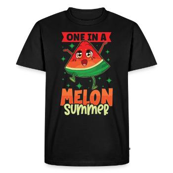 Pastèque Funny Fruit Drôle de dicton - T-shirt Premium bio Homme - noir - Devant - Nico (187cm)