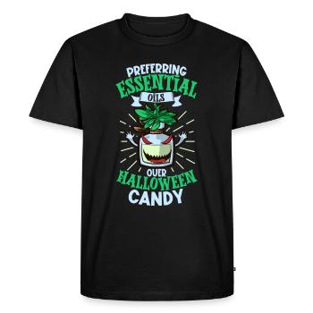 Huiles essentielles pour l’horreur d’Halloween. Essentiel - T-shirt Premium bio Homme - noir - Devant - Nico (187cm)