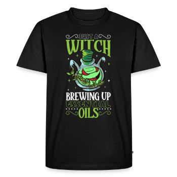 Huiles essentielles pour l’horreur d’Halloween. Essentiel - T-shirt Premium bio Homme - noir - Devant - Nico (187cm)