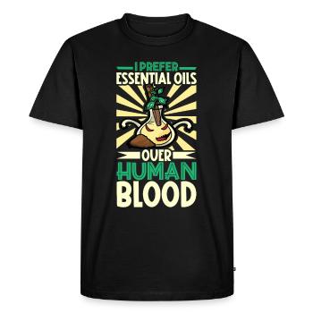 Huiles essentielles pour l’horreur d’Halloween. Essentiel - T-shirt Premium bio Homme - noir - Devant - Nico (187cm)