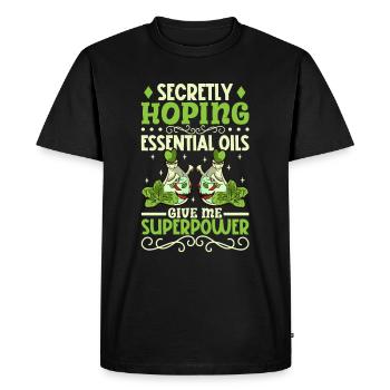 Huiles essentielles pour l’horreur d’Halloween. Essentiel - T-shirt Premium bio Homme - noir - Devant - Nico (187cm)
