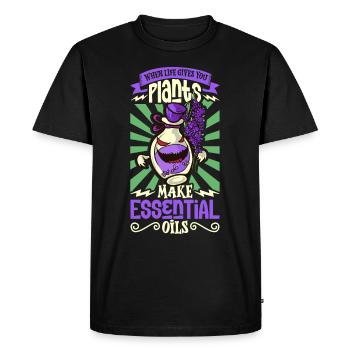 Huiles essentielles pour l’horreur d’Halloween. Essentiel - T-shirt Premium bio Homme - noir - Devant - Nico (187cm)