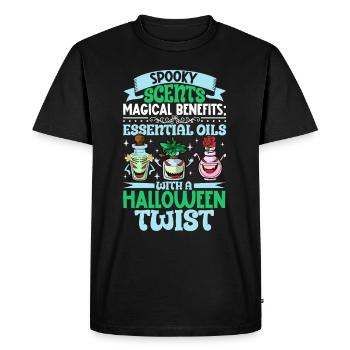 Huiles essentielles pour l’horreur d’Halloween. Essentiel - T-shirt Premium bio Homme - noir - Devant - Nico (187cm)