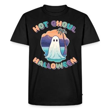 Groovy Ghost Palm Beach Hot Ghoul Halloween - Men's Premium Organic T-Shirt - black - Front - Nico (187cm)