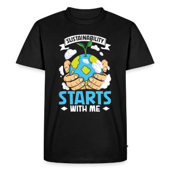 Changement climatique Environnement Jour de la Terre Planète - T-shirt Premium bio Homme - noir - Devant - Nico (187cm)