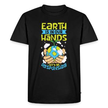 Changement climatique Environnement Jour de la Terre Planète - T-shirt Premium bio Homme - noir - Devant - Nico (187cm)