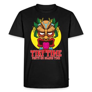 Tiki Mask Hawaiian Decor Luau Party - T-shirt Premium bio Homme - noir - Devant - Nico (187cm)