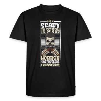 Horror Spooky Hairdresser Hairdresser Hair - Men's Premium Organic T-Shirt - black - Front - Nico (187cm)
