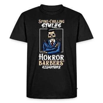 Horror Spooky Hairdresser Hairdresser Hair - Men's Premium Organic T-Shirt - black - Front - Nico (187cm)