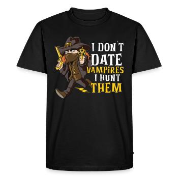 Vampire Hunter, Undead Slayer, Stake and Cross - Men's Premium Organic T-Shirt - black - Front - Nico (187cm)