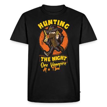 Vampire Hunter, Undead Slayer, Stake and Cross - Men's Premium Organic T-Shirt - black - Front - Nico (187cm)