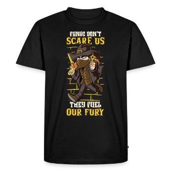 Vampire Hunter, Undead Slayer, Stake and Cross - Men's Premium Organic T-Shirt - black - Front - Nico (187cm)