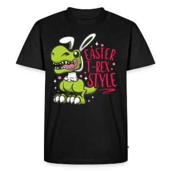 T-rex de Pâques Dinosaure T-rex drôle de Pâques - T-shirt Premium bio Homme - noir - Devant - Nico (187cm)