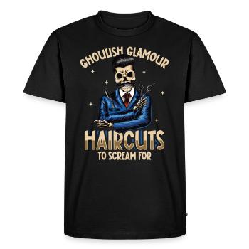 Horror Spooky Hairdresser Hairdresser Hair - Men's Premium Organic T-Shirt - black - Front - Nico (187cm)
