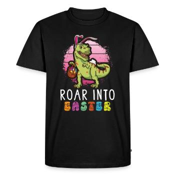 T-rex de Pâques Dinosaure T-rex drôle de Pâques - T-shirt Premium bio Homme - noir - Devant - Nico (187cm)