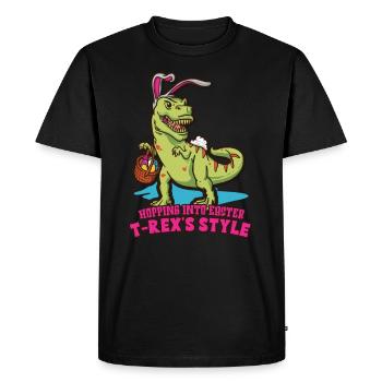 T-rex de Pâques Dinosaure T-rex drôle de Pâques - T-shirt Premium bio Homme - noir - Devant - Nico (187cm)