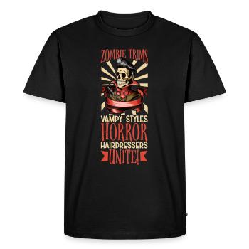 Horror Spooky Hairdresser Hairdresser Hair - Men's Premium Organic T-Shirt - black - Front - Nico (187cm)