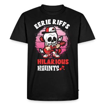 Funny Horror Spooky Guitar Guitarist Ghostly - Men's Premium Organic T-Shirt - black - Front - Nico (187cm)