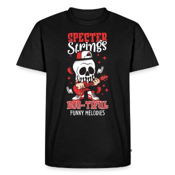 Funny Horror Spooky Guitar Guitarist Ghostly - Men's Premium Organic T-Shirt - black - Front - Nico (187cm)