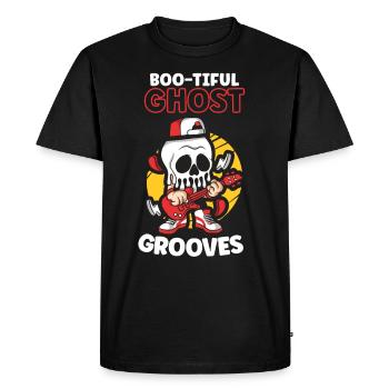 Funny Horror Spooky Guitar Guitarist Ghostly - Men's Premium Organic T-Shirt - black - Front - Nico (187cm)