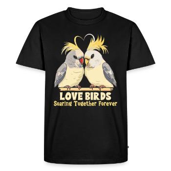 Saint Valentin Tourterelles Oiseau Motif Romantique - T-shirt Premium bio Homme - noir - Devant - Nico (187cm)