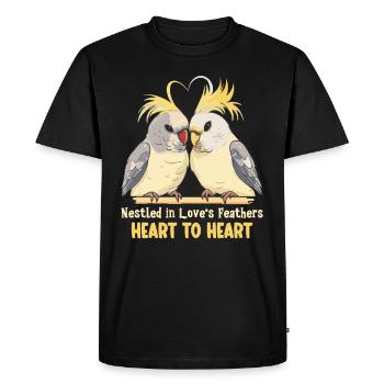 Saint-Valentin Tourterelles Motif Oiseau Romantique - T-shirt Premium bio Homme - noir - Devant - Nico (187cm)