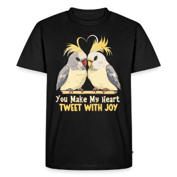 Saint-Valentin Tourterelles Motif Oiseau Romantique - T-shirt Premium bio Homme - noir - Devant - Nico (187cm)