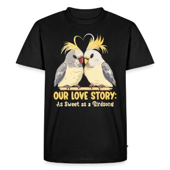 Saint-Valentin Tourterelles Motif Oiseau Romantique - T-shirt Premium bio Homme - noir - Devant - Nico (187cm)