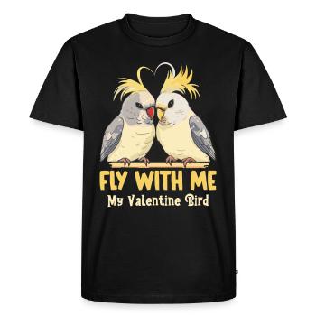 Saint-Valentin Tourterelles Motif Oiseau Romantique - T-shirt Premium bio Homme - noir - Devant - Nico (187cm)