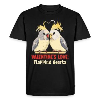 Saint-Valentin Tourterelles Motif Oiseau Romantique - T-shirt Premium bio Homme - noir - Devant - Nico (187cm)