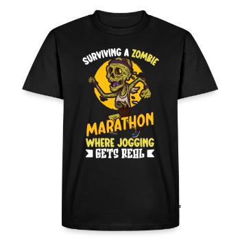 Drôle d’horreur zombie marathon jogging runner - T-shirt Premium bio Homme - noir - Devant - Nico (187cm)