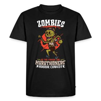 Drôle d’horreur zombie marathon jogging runner - T-shirt Premium bio Homme - noir - Devant - Nico (187cm)