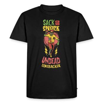 Horror Zombie Player Zombie Linebacker Soccer - Men's Premium Organic T-Shirt - black - Front - Nico (187cm)