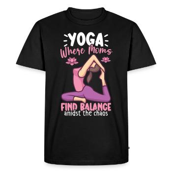 Yoga Maman Vie Yoga Pratique Maternité - T-shirt Premium bio Homme - noir - Devant - Nico (187cm)