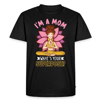 Yoga Maman Vie Yoga Pratique Maternité - T-shirt Premium bio Homme - noir - Devant - Nico (187cm)