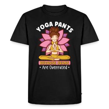 Yoga Maman Vie Yoga Pratique Maternité - T-shirt Premium bio Homme - noir - Devant - Nico (187cm)