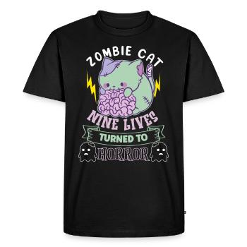 Zombie Cat Undead Kitty Horror Meow Creepy - Men's Premium Organic T-Shirt - black - Front - Nico (187cm)