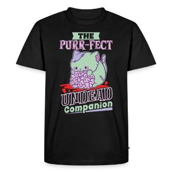 Zombie Cat Undead Kitty Horror Meow Creepy - Men's Premium Organic T-Shirt - black - Front - Nico (187cm)