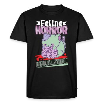 Zombie Cat Undead Kitty Horror Meow Creepy - Men's Premium Organic T-Shirt - black - Front - Nico (187cm)
