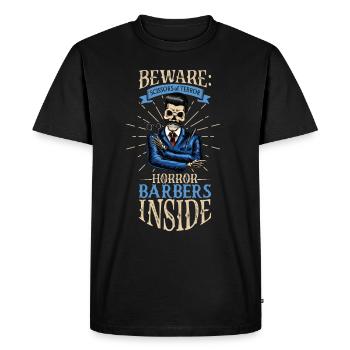 Horror Spooky Hairdresser Hairdresser Hair - Men's Premium Organic T-Shirt - black - Front - Nico (187cm)