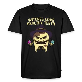 Creepy Halloween teeth creepy - Men's Premium Organic T-Shirt - black - Front - Nico (187cm)
