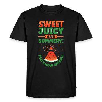 Pastèque Funny Fruit Drôle de dicton - T-shirt Premium bio Homme - noir - Devant - Nico (187cm)