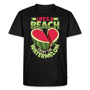 Pastèque Funny Fruit Drôle de dicton - T-shirt Premium bio Homme - noir - Devant - Nico (187cm)