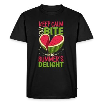 Pastèque Funny Fruit Drôle de dicton - T-shirt Premium bio Homme - noir - Devant - Nico (187cm)