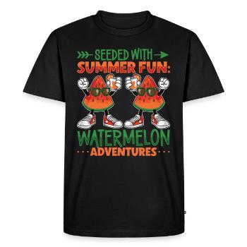 Pastèque Funny Fruit Drôle de dicton - T-shirt Premium bio Homme - noir - Devant - Nico (187cm)