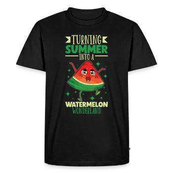 Pastèque Funny Fruit Drôle de dicton - T-shirt Premium bio Homme - noir - Devant - Nico (187cm)
